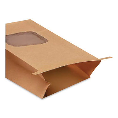 Stand-Up Window Bakery Bag, 4.75 x 2.5 x 9.5, Natural, 500/Carton