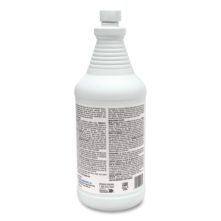 Rust-X Rust Stain Remover Acidic Cleaner, Acidic Scent, 1 qt Bottle, 12/Carton