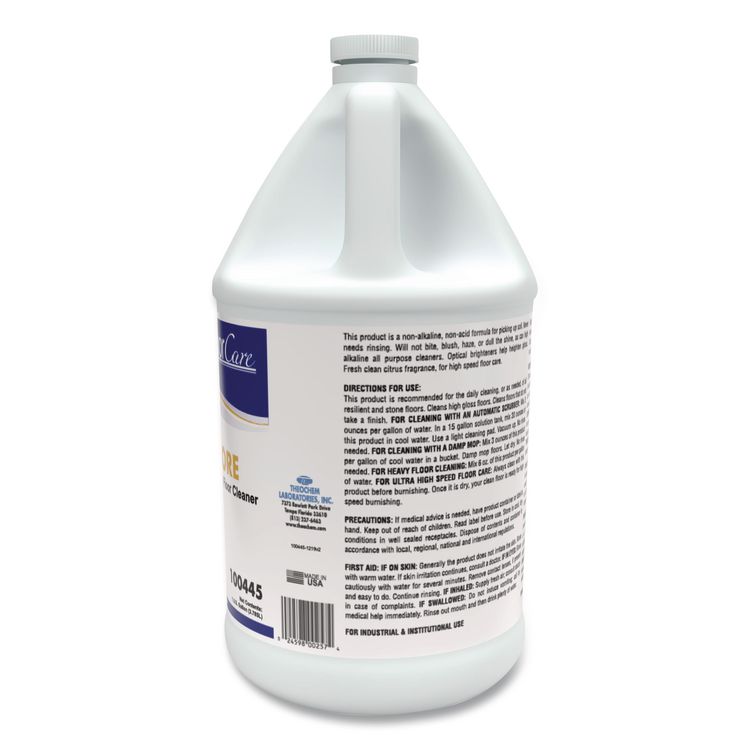 Rinse-No-More Floor Cleaner, Lemon Scent, 1 gal, Bottle, 4/Carton
