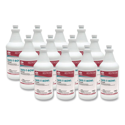 Safe-T-Bowl Liquid Toilet Bowl Cleaner, Unscented, 32 oz Bottle, 12/Carton