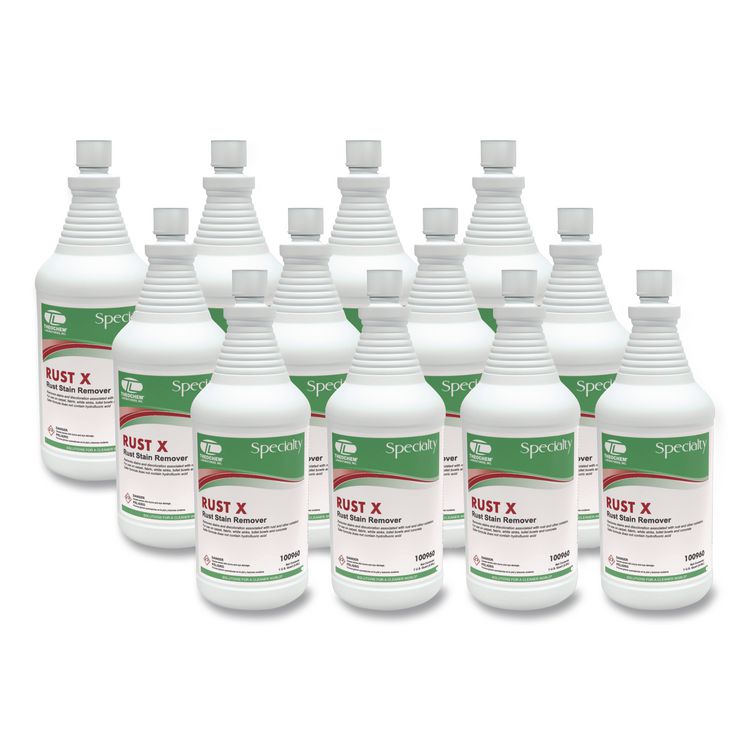 Rust-X Rust Stain Remover Acidic Cleaner, Acidic Scent, 1 qt Bottle, 12/Carton
