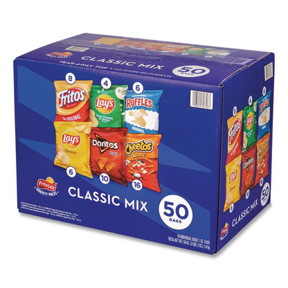 Potato Chips Bags Variety Pack, Assorted Flavors, 1 oz Bag, 50 Bags/Carton