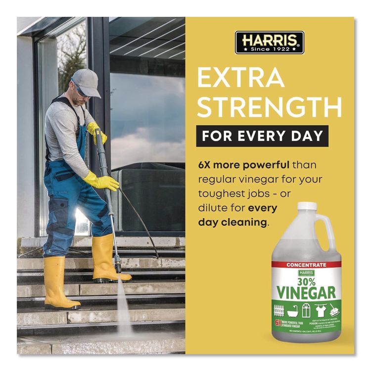 Harris 30 Percent Vinegar Multi-Purpose Cleaner, Unscented, 128 oz Bottle, 4/Carton