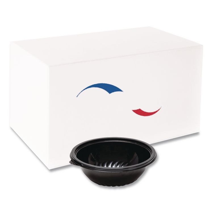 Pack n' Serve Serving Bowl, 48 oz, 9" Diameter, Black, Plastic, 50/Carton