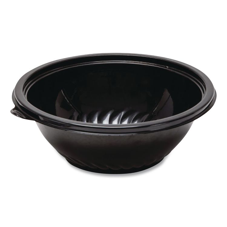Pack n' Serve Serving Bowl, 48 oz, 9" Diameter, Black, Plastic, 50/Carton