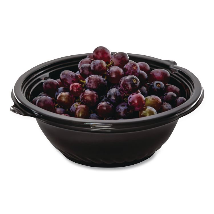 Pack n' Serve Serving Bowl, 48 oz, 9" Diameter, Black, Plastic, 50/Carton