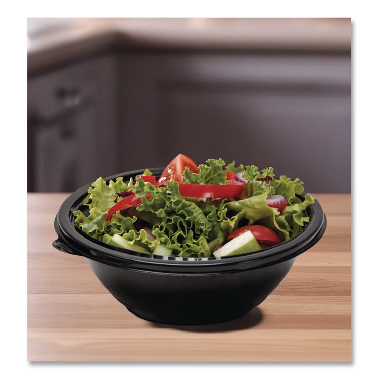Pack n' Serve Serving Bowl, 48 oz, 9" Diameter, Black, Plastic, 50/Carton