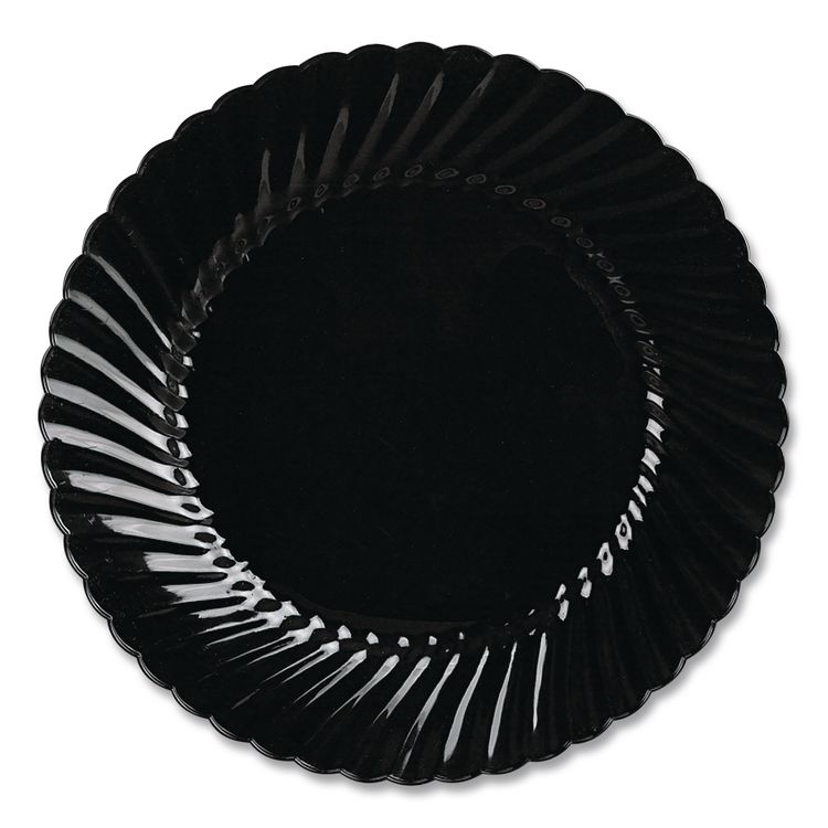 Classicware Plastic Dinnerware, Plate, 10.5" dia, Black, 144/Carton