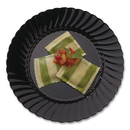 Classicware Plastic Dinnerware, Plate, 10.5" dia, Black, 144/Carton