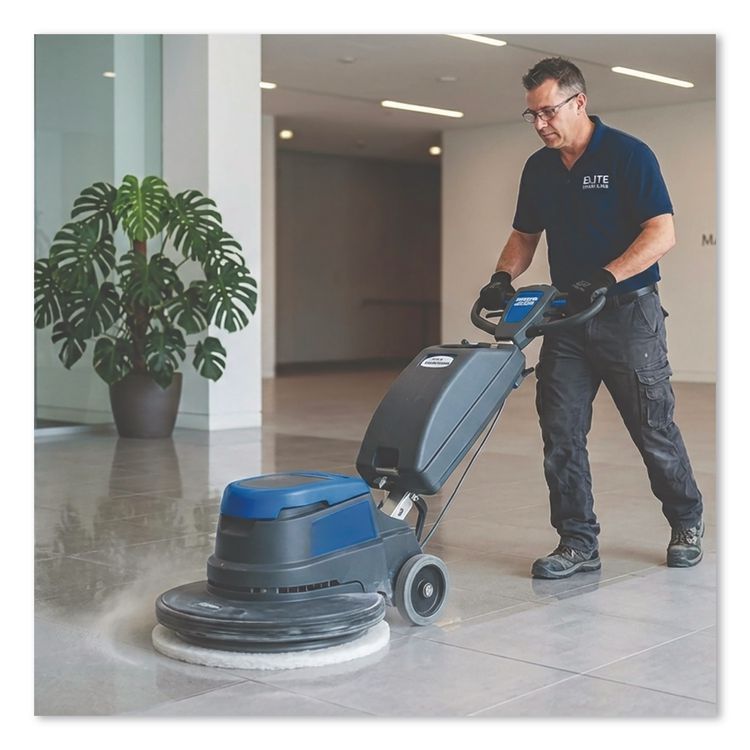 Polishing Floor Pads, 18" Diameter, White, 5/Carton
