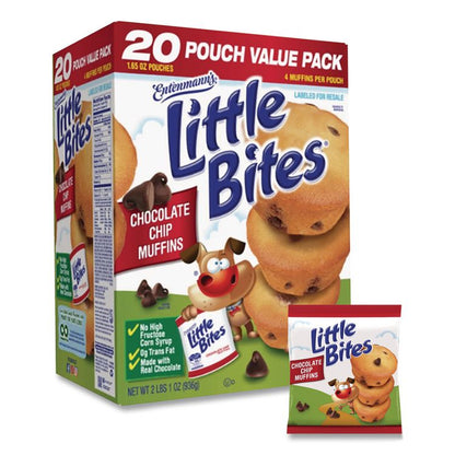 Little Bites Muffins, Chocolate Chip, 1.65 oz Pouch, 20 Pouches/Carton