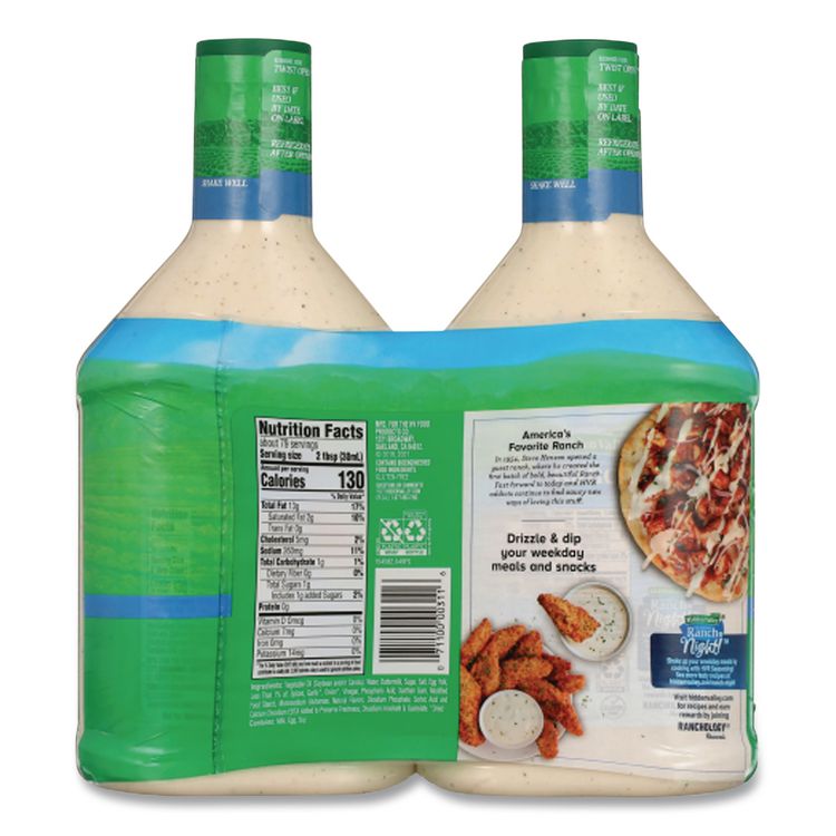 Original Ranch Dressing, 40 oz Bottle, 2 Bottles/Carton