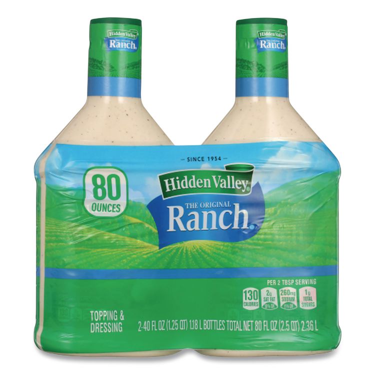 Original Ranch Dressing, 40 oz Bottle, 2 Bottles/Carton
