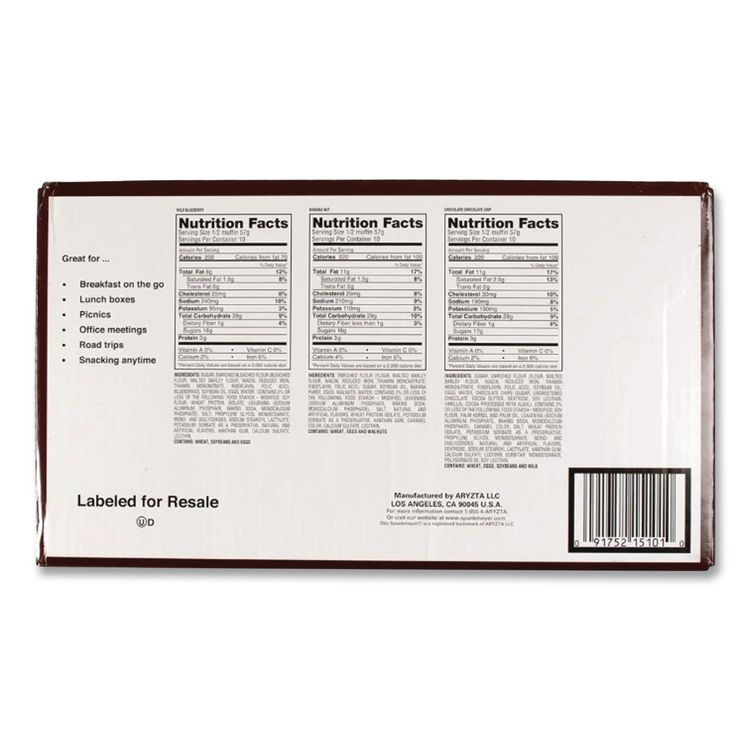 Muffins Variety Pack, Assorted Flavors, 4 oz Pack, 15 Packs/Carton