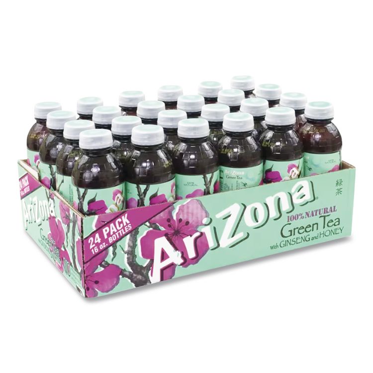 Green Tea with Ginseng and Honey, 16 oz Bottles, 24/Carton
