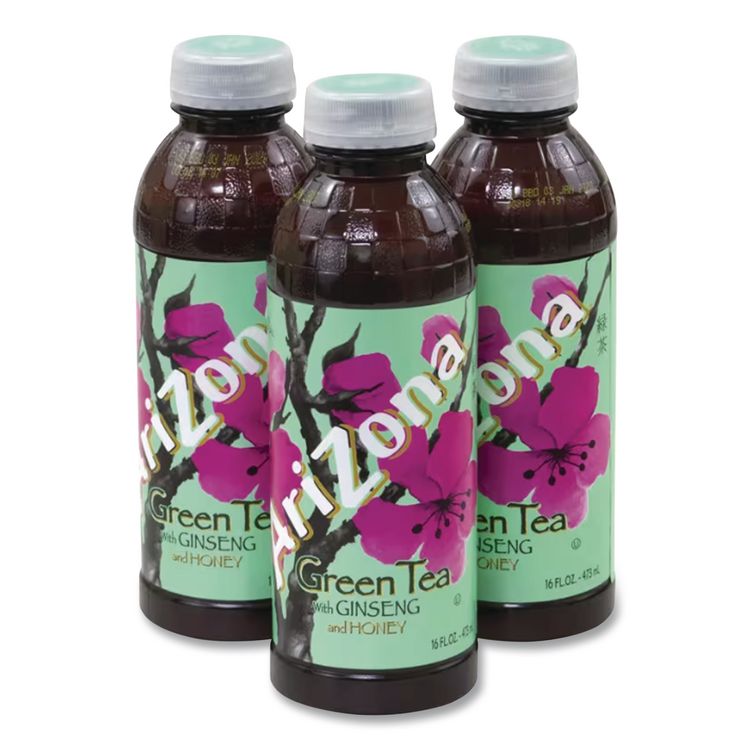 Green Tea with Ginseng and Honey, 16 oz Bottles, 24/Carton