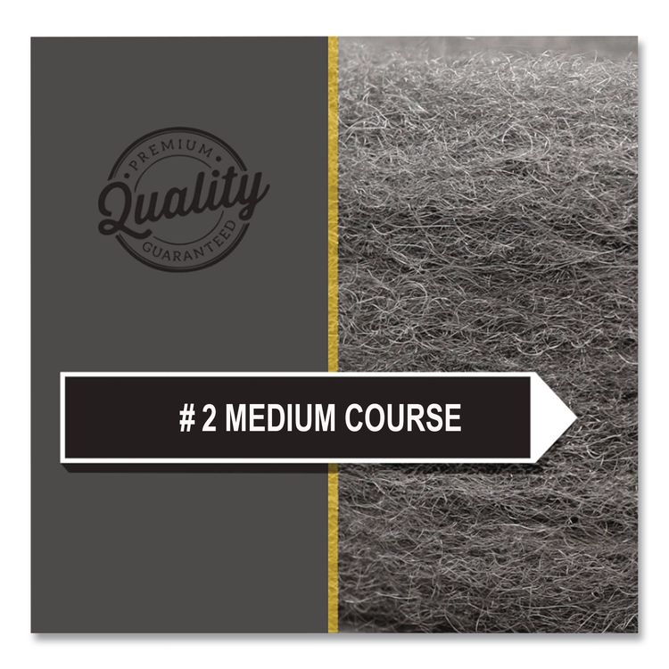 Industrial-Quality Steel Wool Reel, #2 Medium Coarse, 5 lb Reel, Steel Gray, 6/Carton