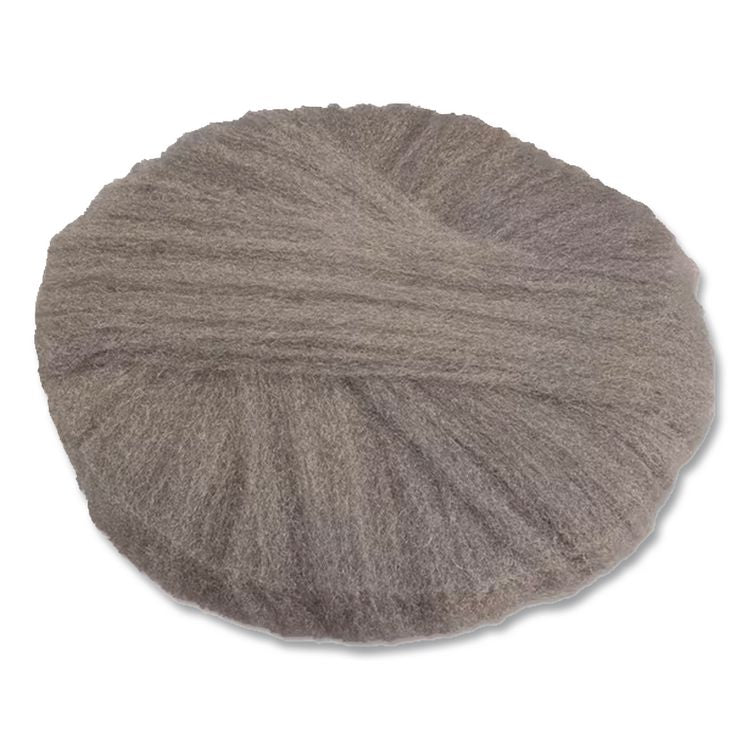 Radial Steel Wool Pads, Grade 0 (Fine): Cleaning and Polishing, 18" Diameter, Gray, 12/Carton