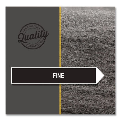 Radial Steel Wool Pads, Grade 0 (Fine): Cleaning and Polishing, 18" Diameter, Gray, 12/Carton