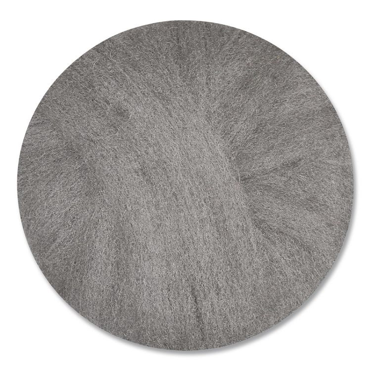 Radial Steel Wool Pads, Grade 0 (Fine): Cleaning and Polishing, 18" Diameter, Gray, 12/Carton