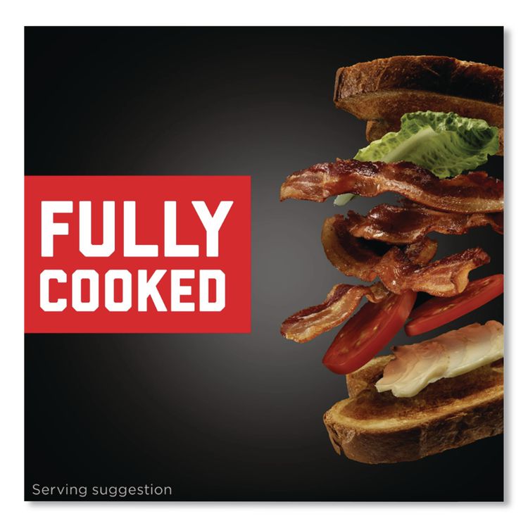 Fully Cooked Bacon, Original, 9.5 oz Package, Approximately 72 Slices/Carton