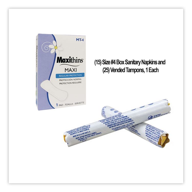 Dual Channel Sanitary Napkin/Tampon Vendor, 50 Cent Coin Mechanism, 11.13 x 7.63 x 26.38, White/Blue