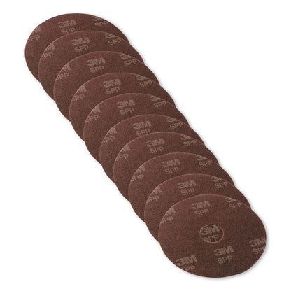 Surface Prep Floor Pads, 12" Diameter, Brown, 10/Carton