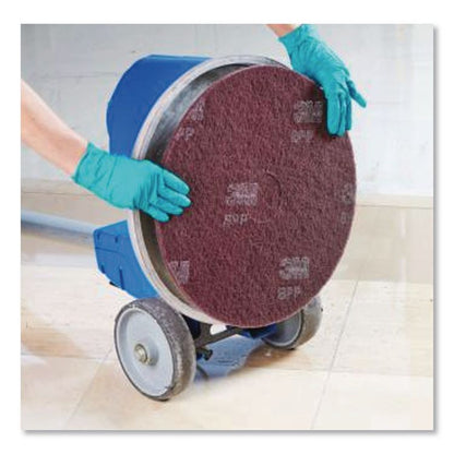 Surface Prep Floor Pads, 12" Diameter, Brown, 10/Carton