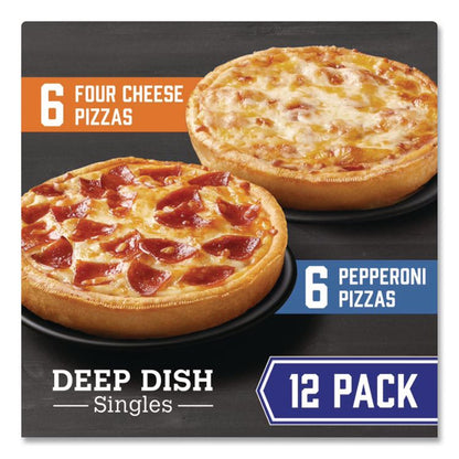 Deep Dish Pizza Singles Variety Pack, Four Cheese/Pepperoni, 5.5 oz Pack, 12 Packs/Carton