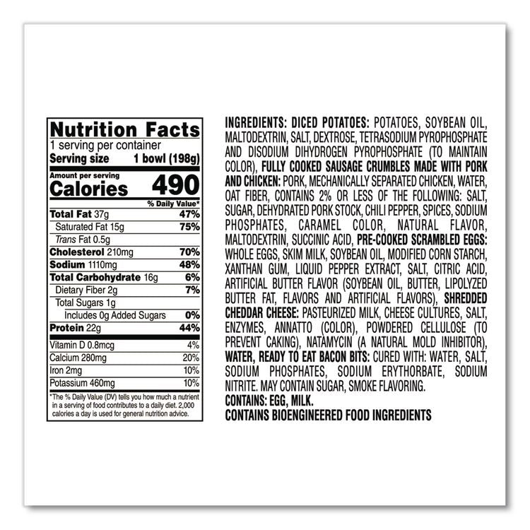 Breakfast Bowl Meat Lovers, 7 oz Bowl, 8/Carton
