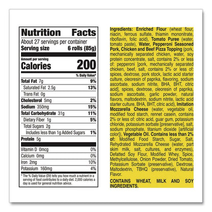 Pepperoni Pizza Rolls, 39.9 oz Bag, 80 Rolls/Bag, 2 Bags/Carton