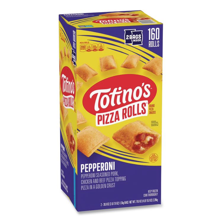 Pepperoni Pizza Rolls, 39.9 oz Bag, 80 Rolls/Bag, 2 Bags/Carton