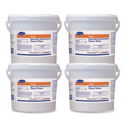 Avert Sporicidal Disinfectant Cleaner Wipes, 1-Ply, 11 x 12, Chlorine Scent, 160/Canister, 4 Canisters/Carton