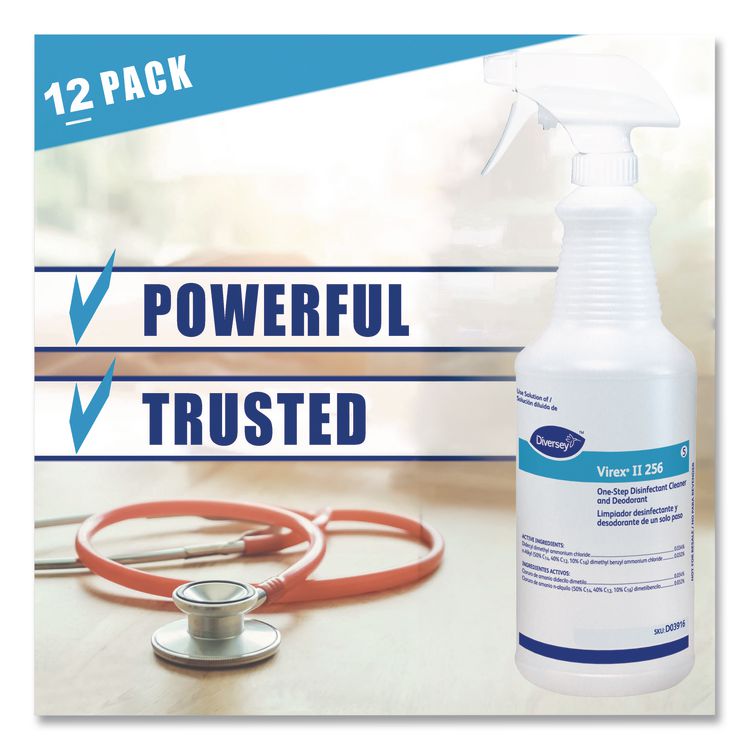 Virex II 256 Empty Spray Bottle, 32 oz, Clear, 12/Carton