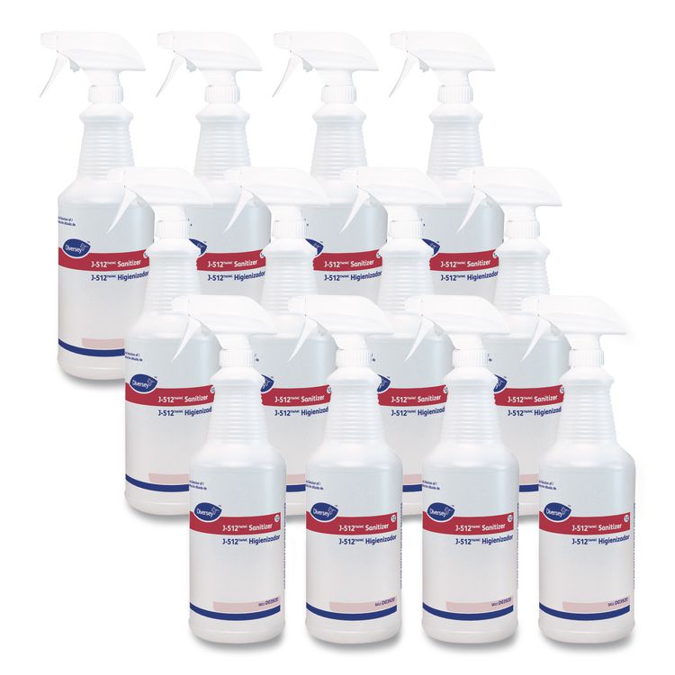 J-512 Sanitizer 32 oz Bottles, Clear, 12/Carton