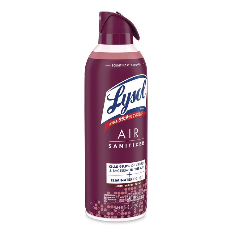 Air Sanitizer Spray, Light Breeze Scent, 10 oz Aerosol Spray, 6/Carton