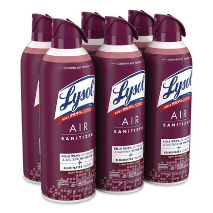 Air Sanitizer Spray, Light Breeze Scent, 10 oz Aerosol Spray, 6/Carton