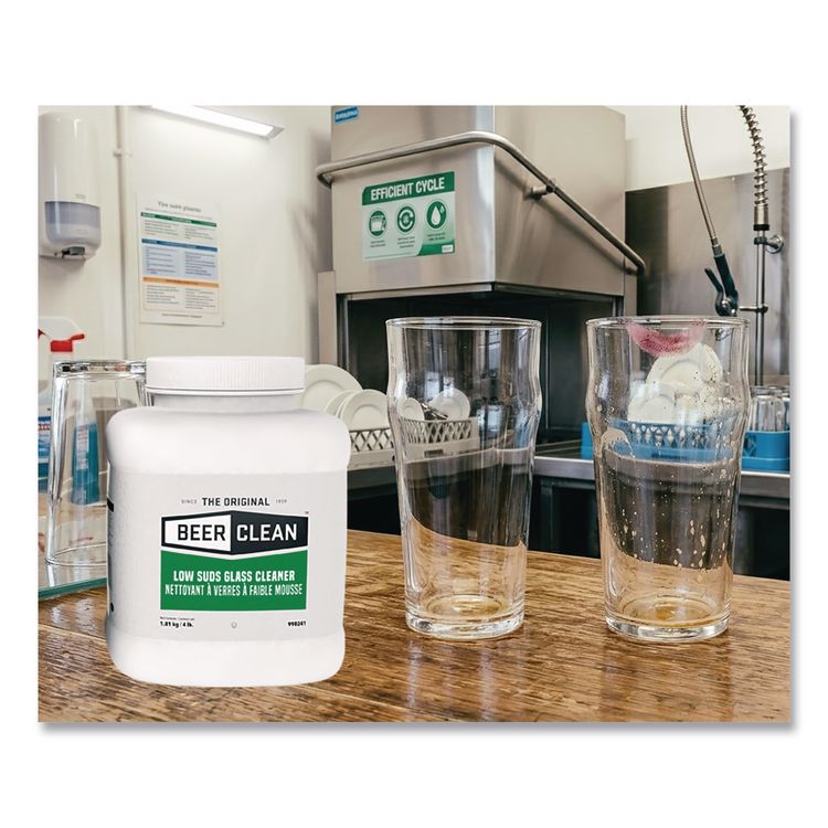 Beer Clean Glass Cleaner, Powder, 4 lb. Bucket, 2/Carton