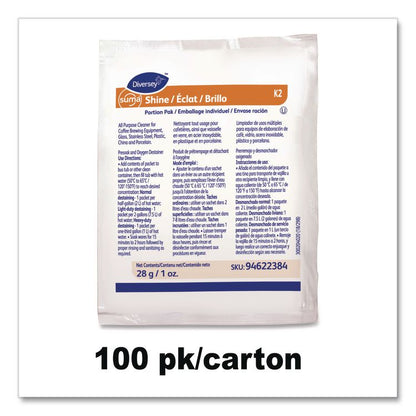 Suma Shine Portion Pak, Odorless Powder, 100/Carton