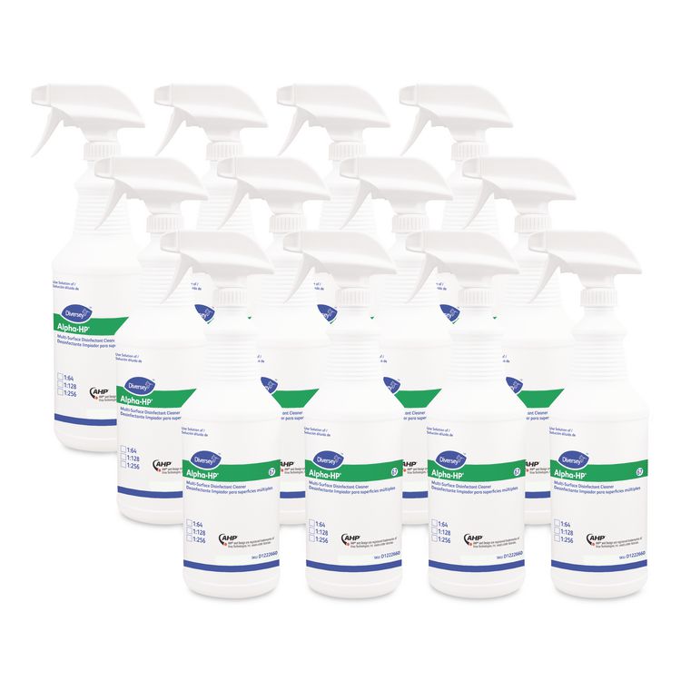 Alpha-HP Multi-Surface Disinfectant Cleaner Spray Bottle, 32 oz, White, 12/Carton