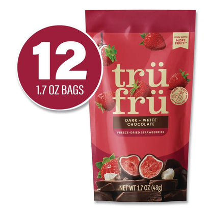 Hyper-Dried Grab and Go Strawberries in White and Dark Chocolate, 1.7 oz Packet, 12/Carton