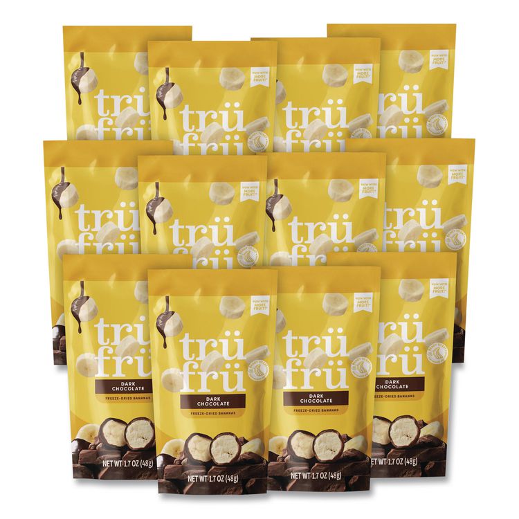 Hyper-Dried Grab and Go Dried Bananas in Dark Chocolate, 1.7 oz Packet, 12/Carton