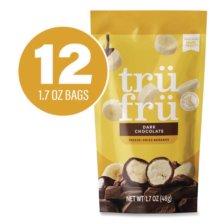 Hyper-Dried Grab and Go Dried Bananas in Dark Chocolate, 1.7 oz Packet, 12/Carton