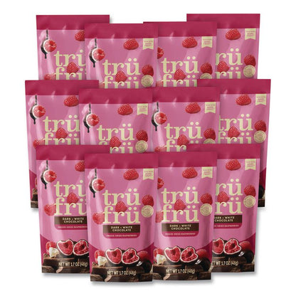 Hyper-Dried Grab and Go Raspberries in White and Dark Chocolate, 1.7 oz Packet, 12/Carton