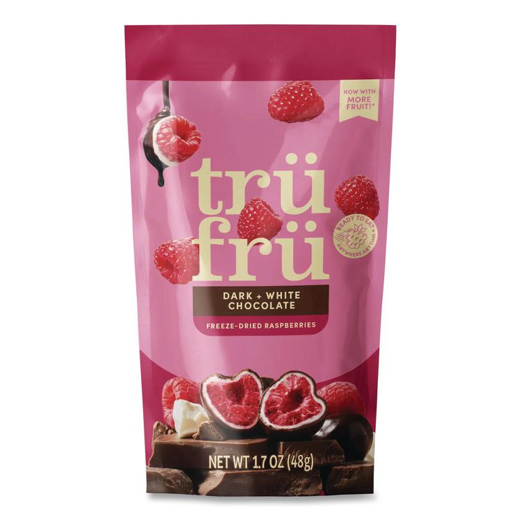 Hyper-Dried Grab and Go Raspberries in White and Dark Chocolate, 1.7 oz Packet, 12/Carton
