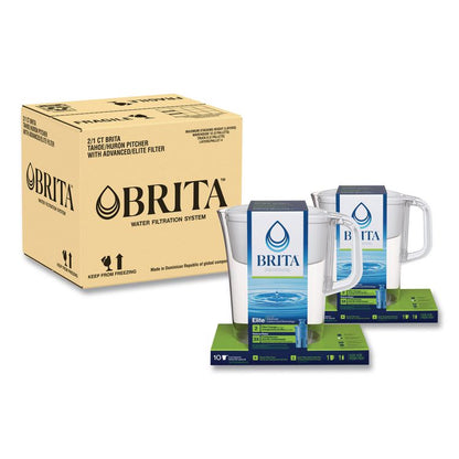 Tahoe Water Pitcher with Elite Filter, 10 Cups, Bright White, 2/Carton