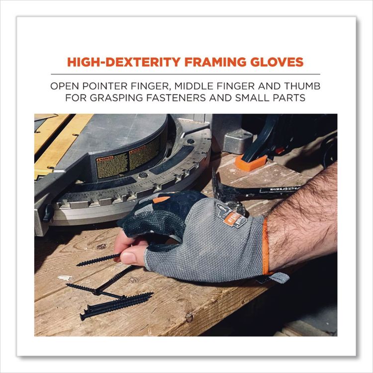 ProFlex 720 Heavy-Duty Framing Gloves, Small, Gray, Pair