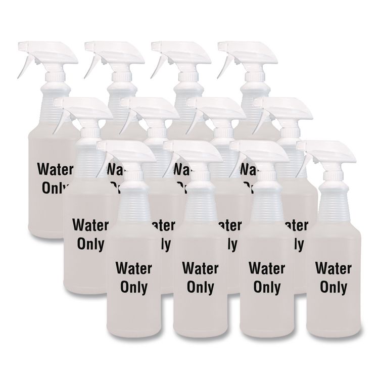 Water Only Spray Bottle, Clear, 32 oz, 12/Carton