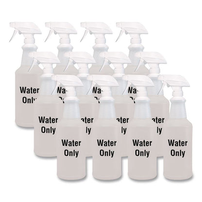 Water Only Spray Bottle, Clear, 32 oz, 12/Carton