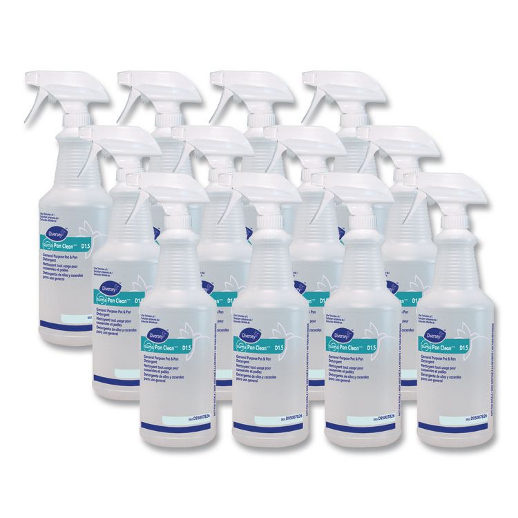 Pan Clean Spray Bottle, 32 oz, Clear, 12/Carton